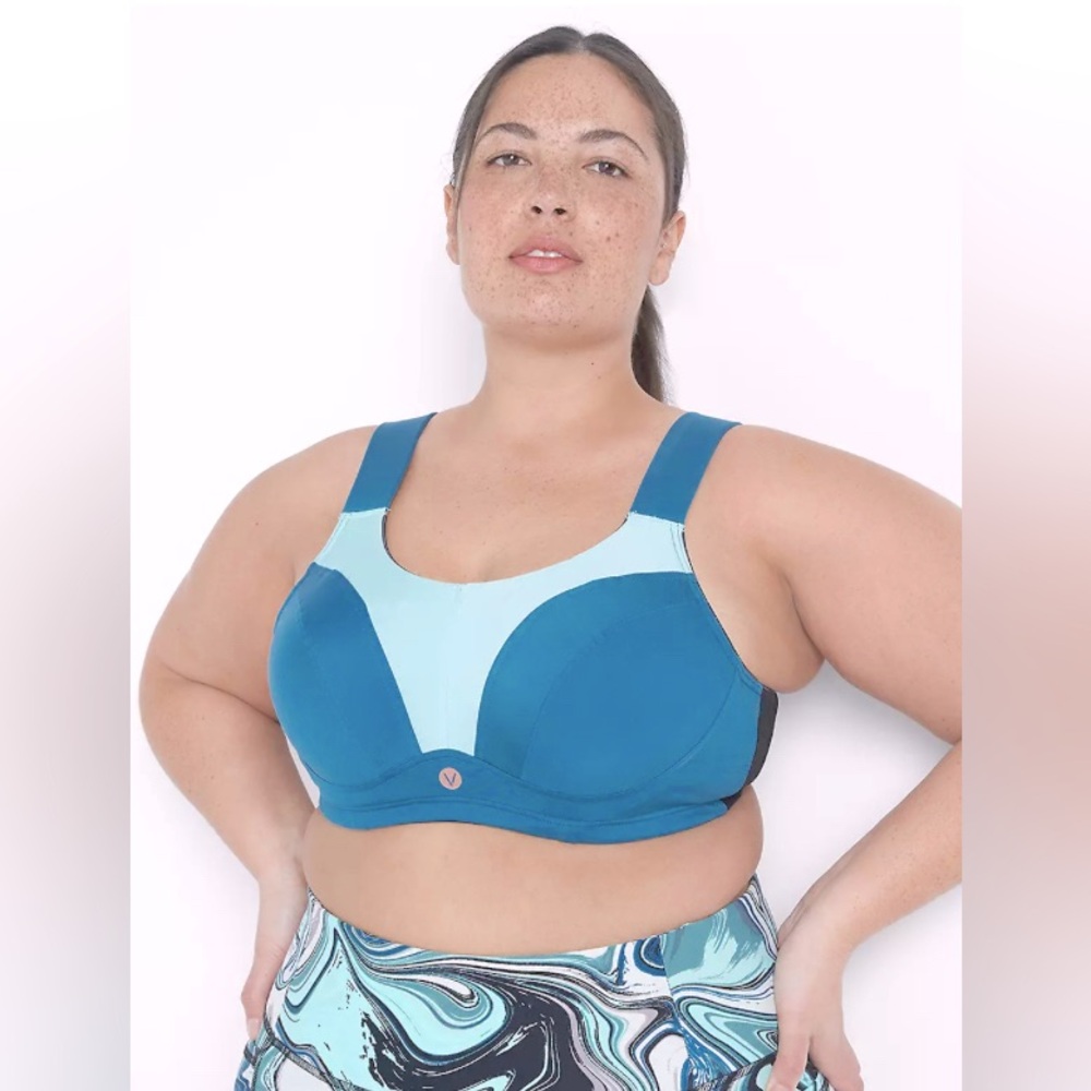 LIVI ACTIVE Sports Bra in Turquoise & Teal 42DDD 42F by Lane Bryant